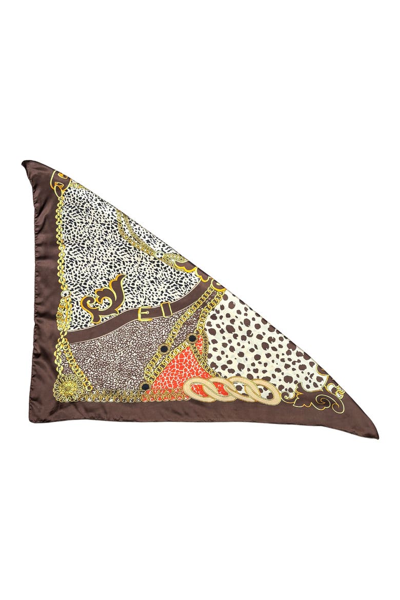 Animal Print Satin Square Scarf, Alternate, color, BROWN