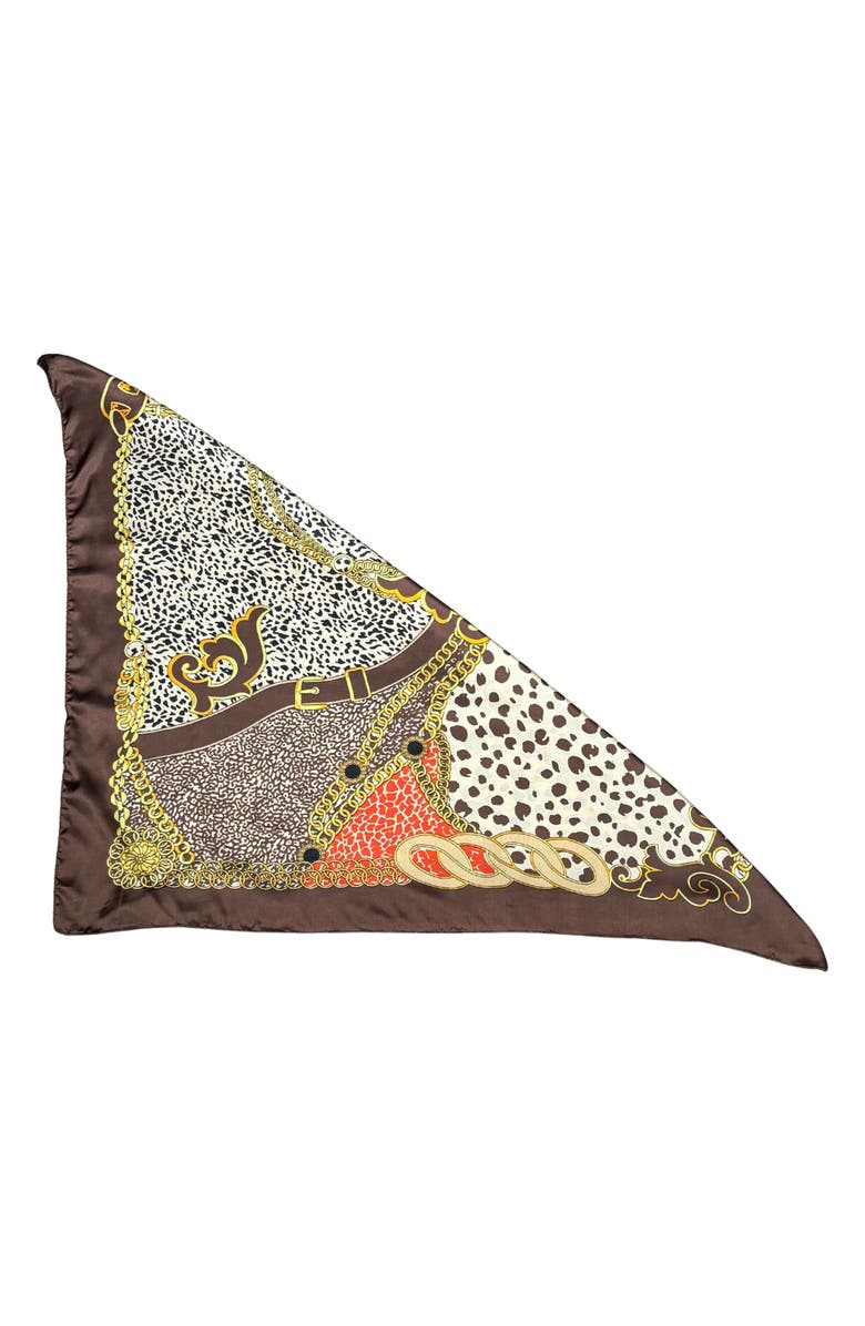 MARCUS ADLER Animal Print Satin Square Scarf, Alternate, color, Brown