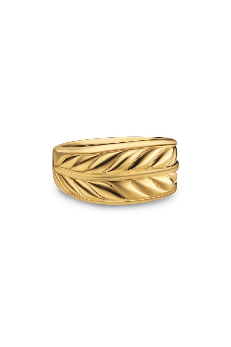 Chevron Three Sided Signet Ring, 18K Gold, 12.5mm, Main, color, GOLD