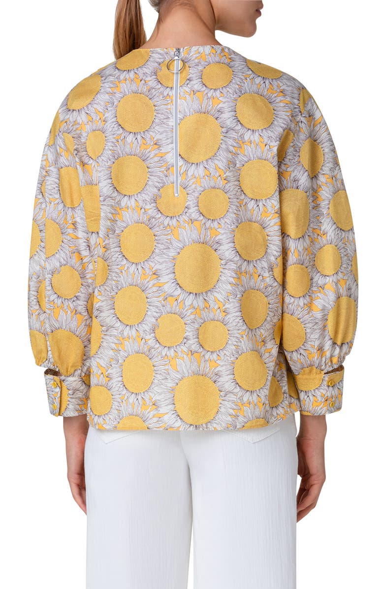 Akris punto Sunflower Print Deconstructed Cotton Poplin Top, Alternate, color, 