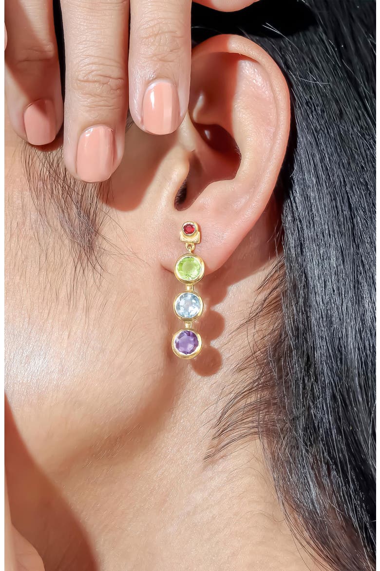 Gemstone Drop Earrings, Alternate, color, GREEN