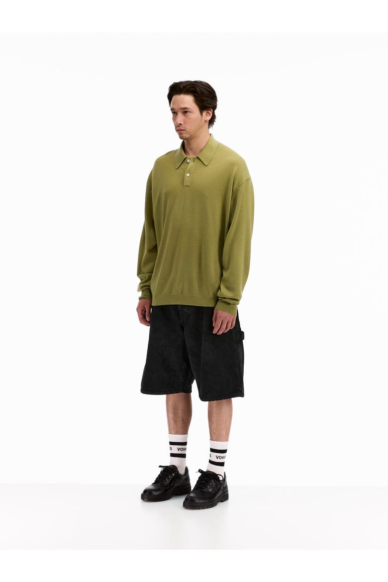 Lightweight Knit Polo Sweater, Alternate, color, Faded Lime