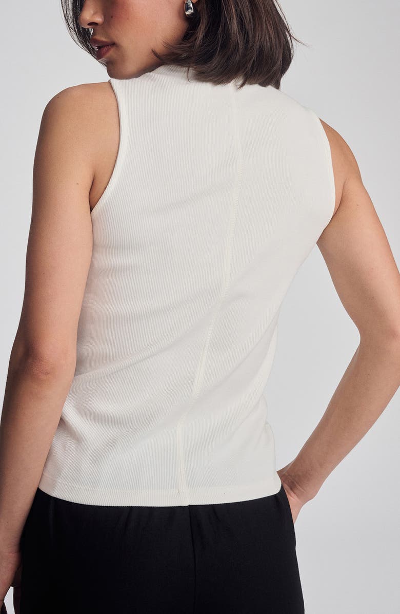 Mavi Jeans Mock Neck Stretch Cotton Tank, Alternate, color, Antique White