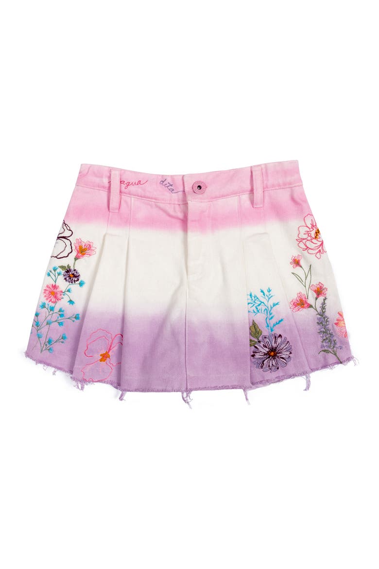 Kids' Amor Chroma Embroidered Raw Hem Denim Skort, Main, color, WHITE