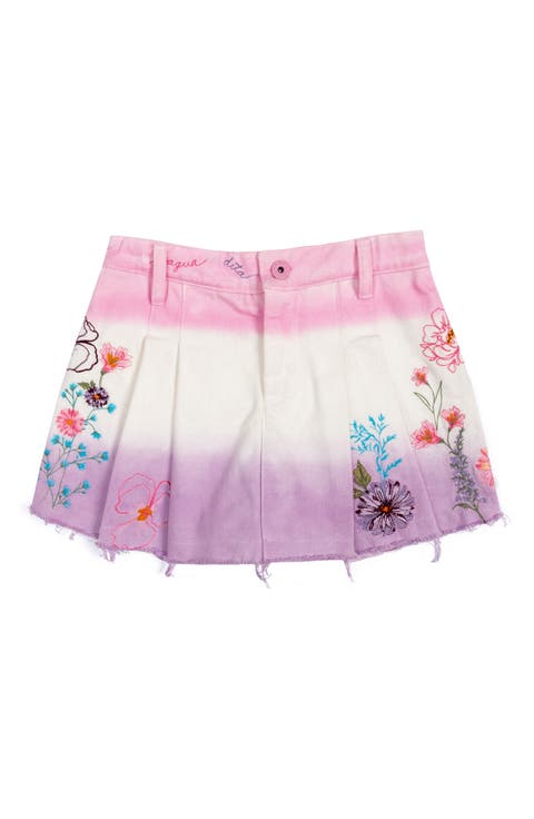Kids' Amor Chroma Embroidered Raw Hem Denim Skort (Toddler, Little Kid & Big Kid)