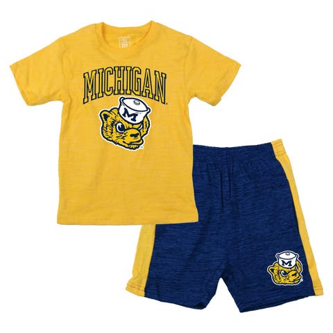 Preschool Wes & Willy Maize Michigan Wolverines Cloudy Yarn T-Shirt & Shorts Set
