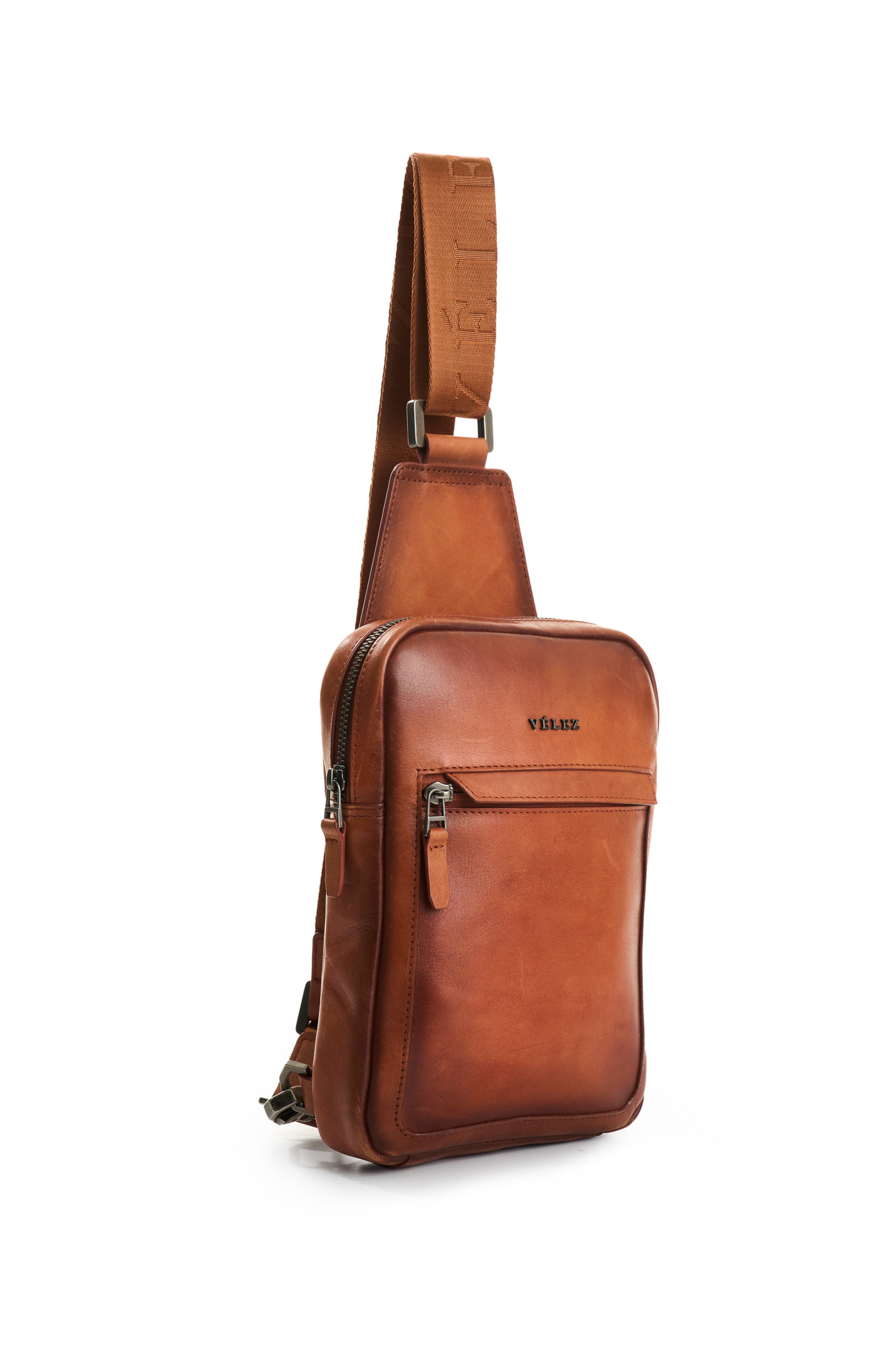 Velez Full Grain Leather Crossbody Bag Sling Shoulder Bags, Alternate, color, Brown