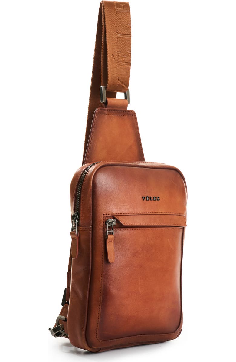 Velez Full Grain Leather Crossbody Bag Sling Shoulder Bags, Alternate, color, Brown
