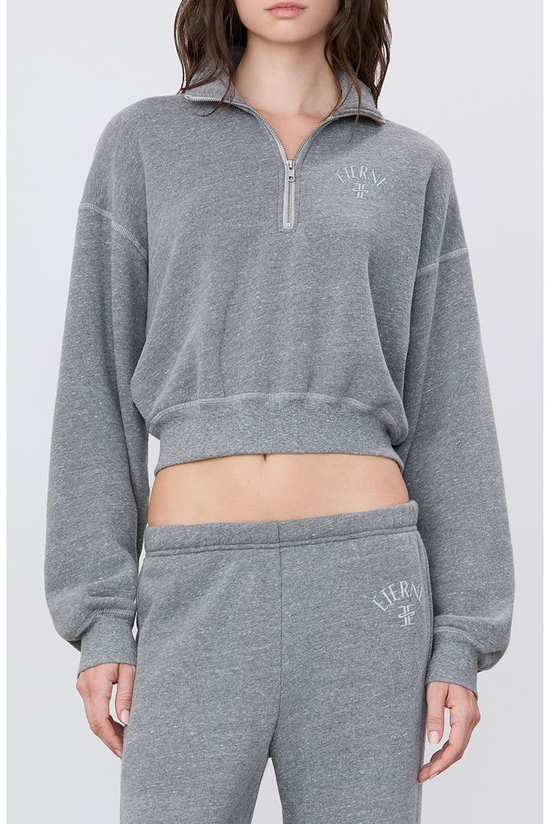 Cropped Half Zip Sweatshirt, Main, color, DARK HEATHER GREY