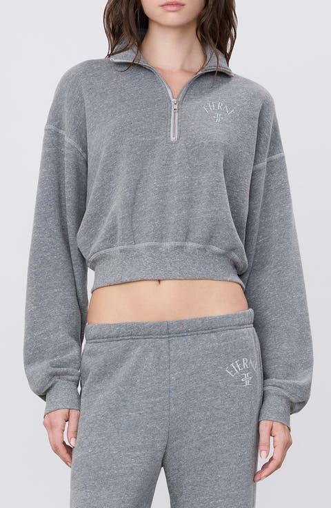 Cropped Half Zip Sweatshirt