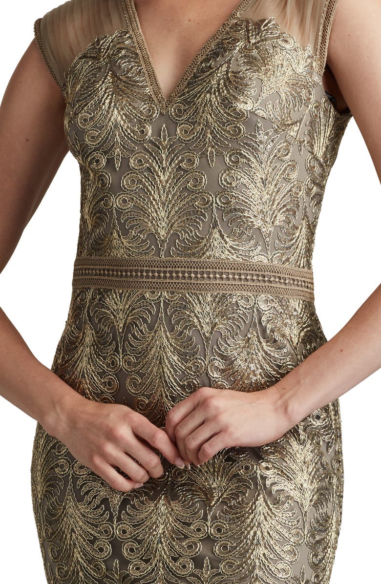 Tadashi Shoji Sequin Corded Lace Cocktail Sheath Dress, Alternate, color, Smoke Pearl