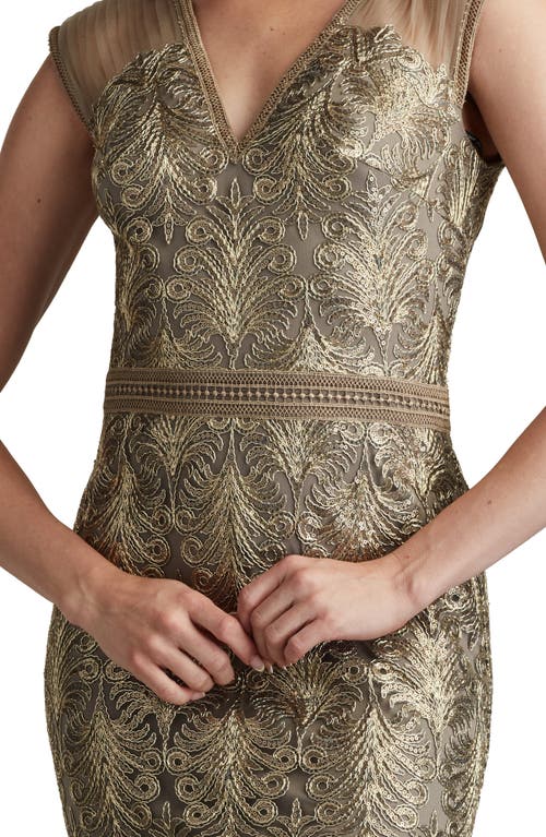 Tadashi Shoji Sequined Lace Knee-length Dress In Smoke Pearl