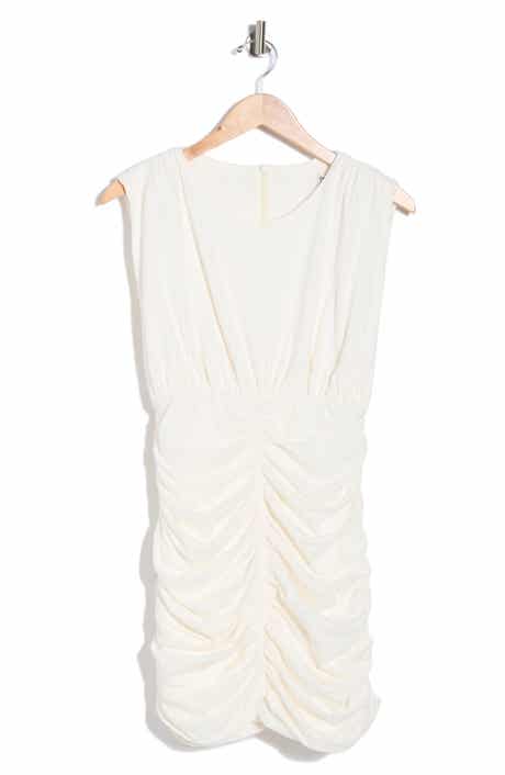 DRESS TO Padded Shoulders Shirred Minidress