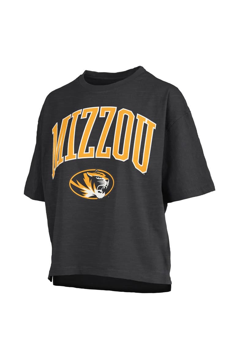 Women's Pressbox Black Missouri Tigers Nelson Arch Over Logo Waist Length Oversized Slub T-Shirt, Alternate, color, Black