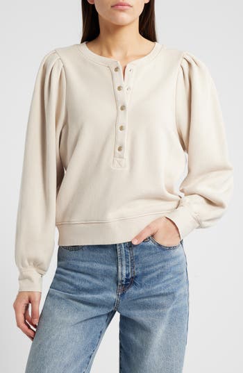 Rails Mariana Cotton French Terry Henley Sweatshirt In Neutral