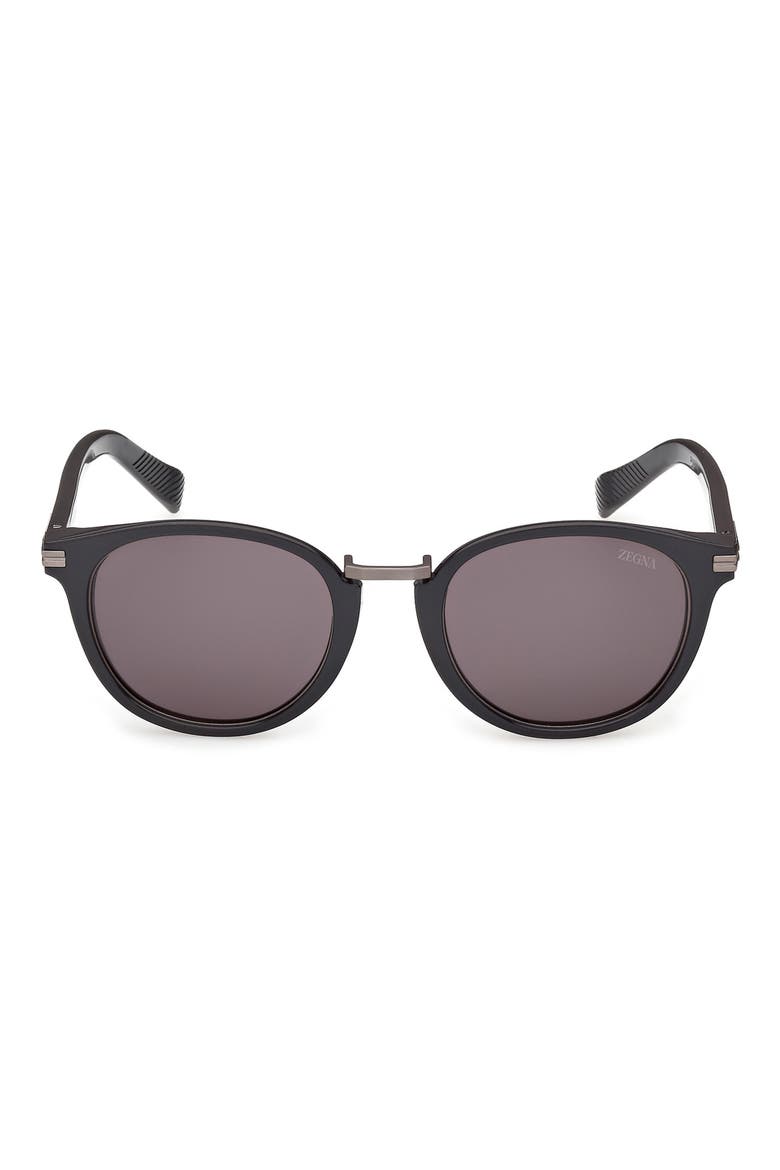 51mm Round Sunglasses, Main, color, ASPHALT GREY/ RUTHENIUM TRIM