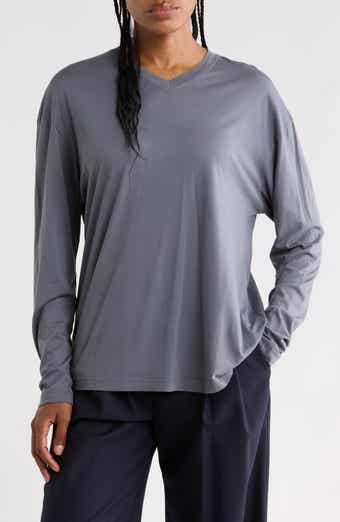 Supima Cotton V-Neck Long Sleeve Top