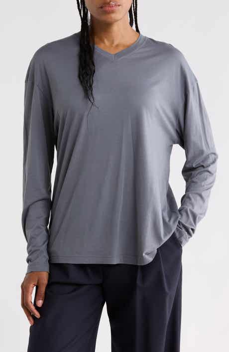 Supima Cotton V-Neck Long Sleeve Top