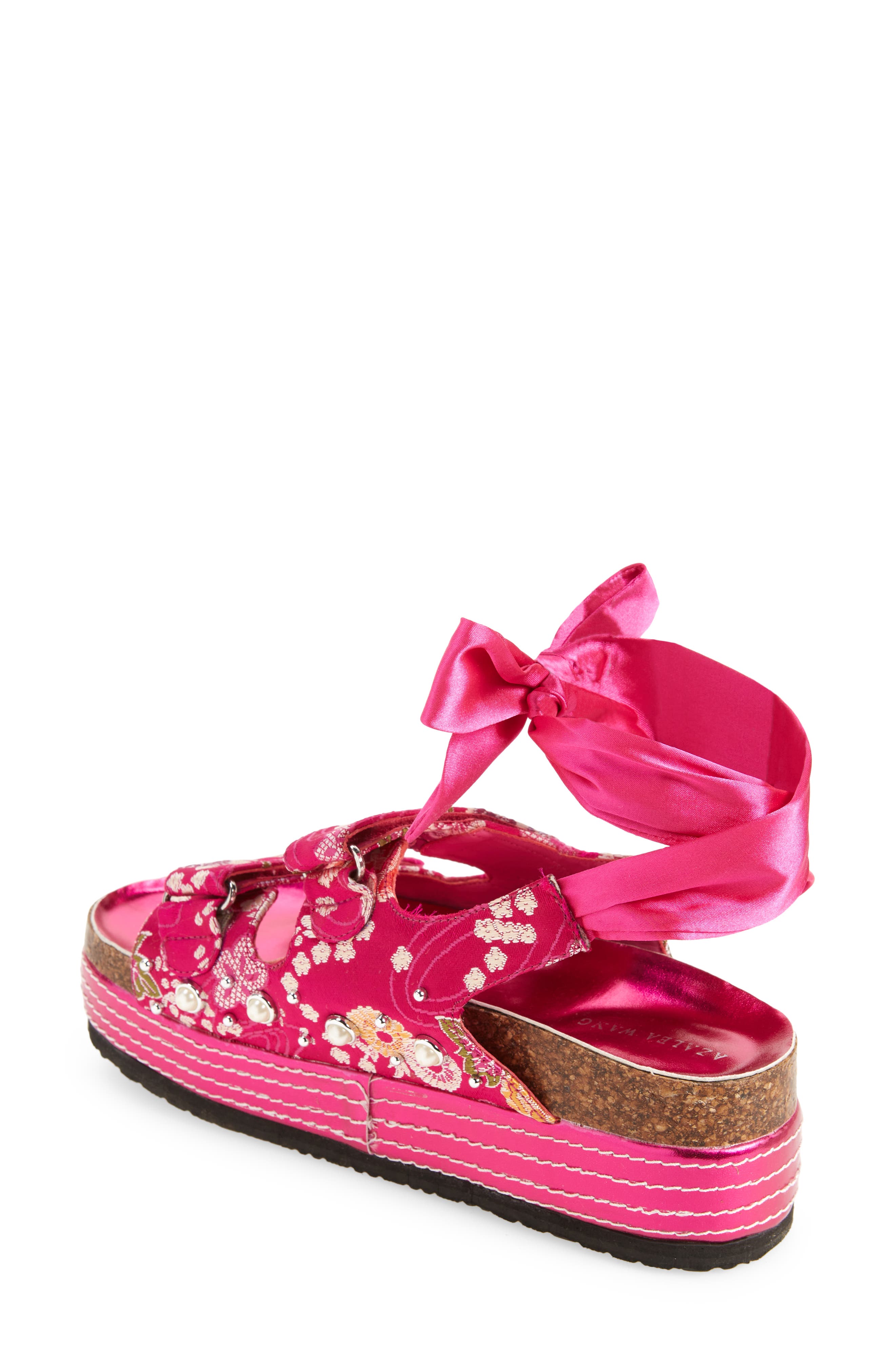 AZALEA WANG Mackley Ankle Tie Platform Sandal, Alternate, color, Pink