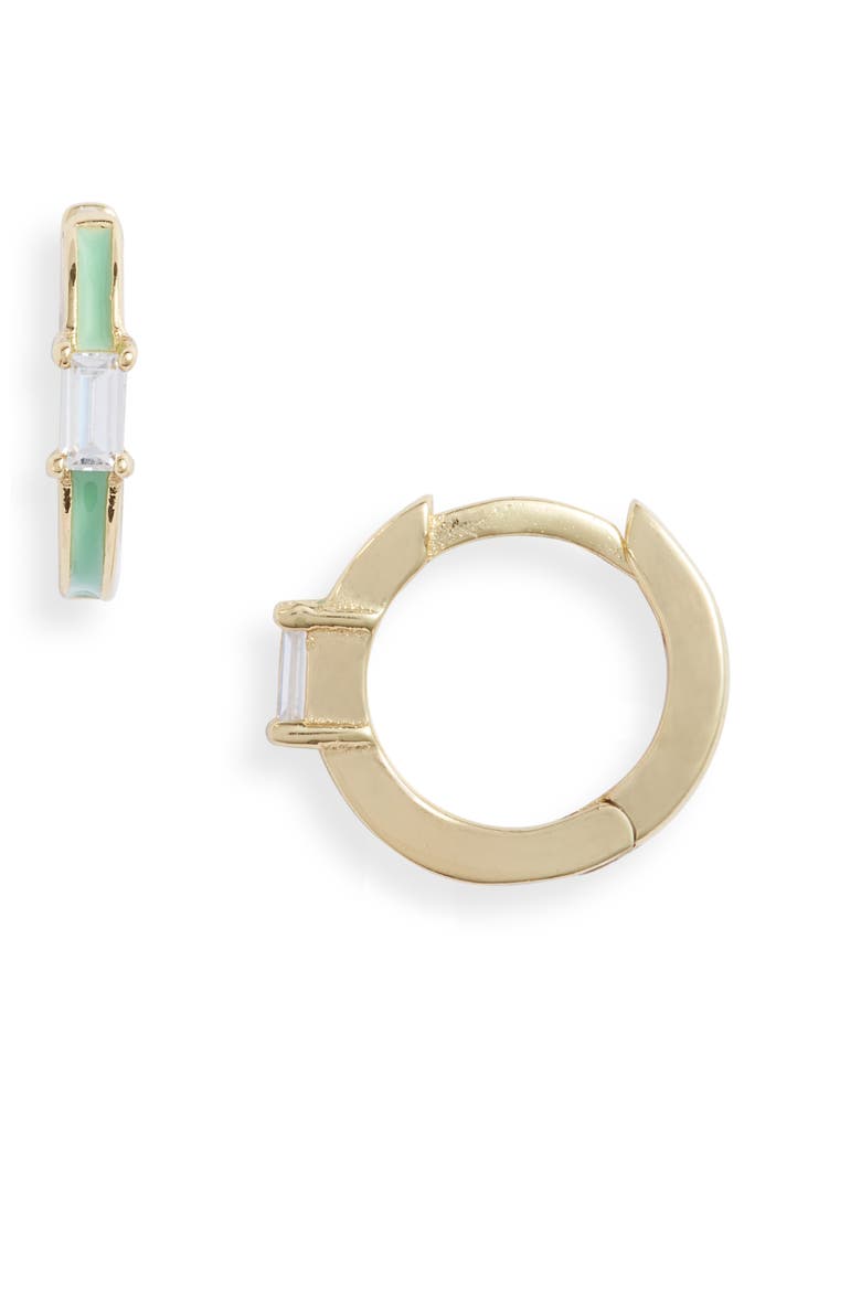 Argento Vivo Enamel Baguette Huggie Hoop Earrings, Main, color, GOLD/NEON YELLOW