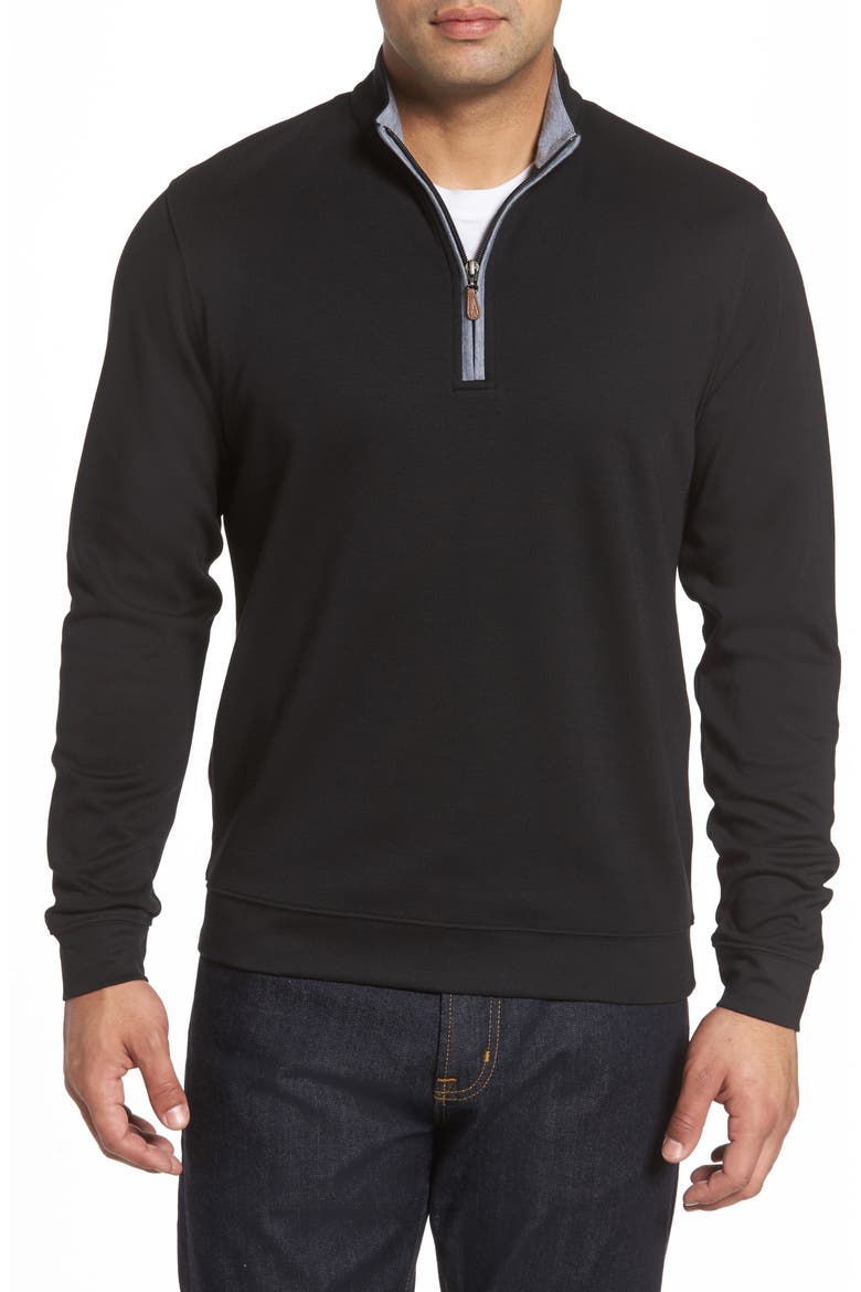 Sully Quarter Zip Pullover, Main, color, BLACK