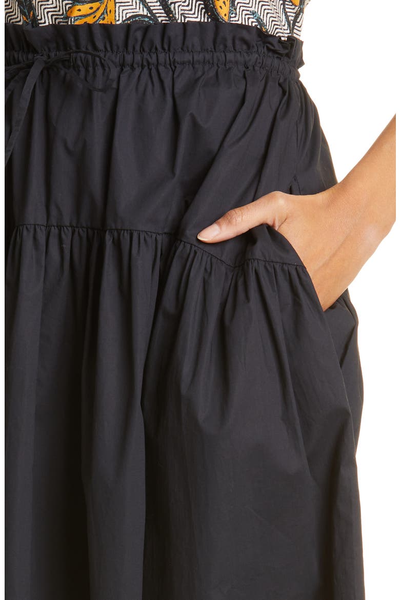 Ianna Tiered Cotton Skirt, Alternate, color, NOIR