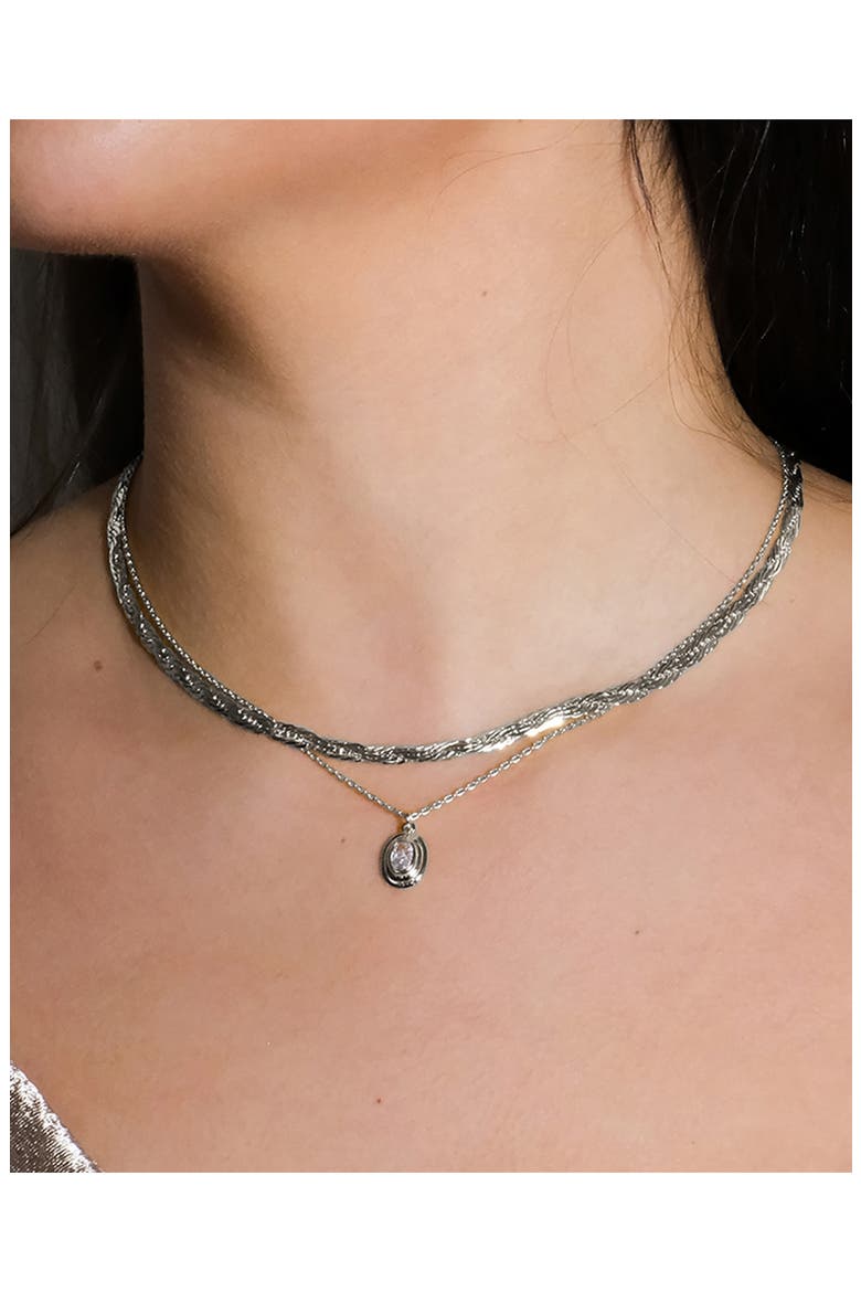 Betsy Oval Cubic Zirconia Pendant Necklace, Alternate, color, SILVER