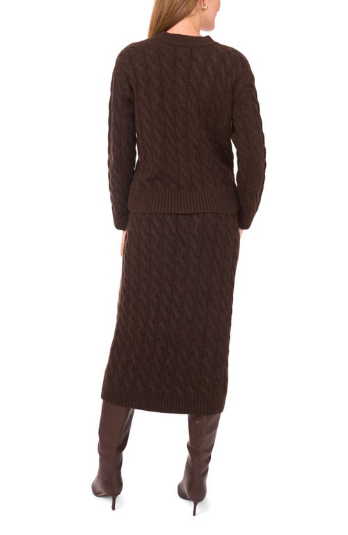 Vince Camuto Cable Knit Midi Pencil Skirt In Brown