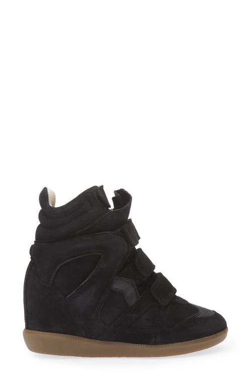Isabel Marant Black Buckee Suede Trim Wedge Hi-top Sneakers In Black