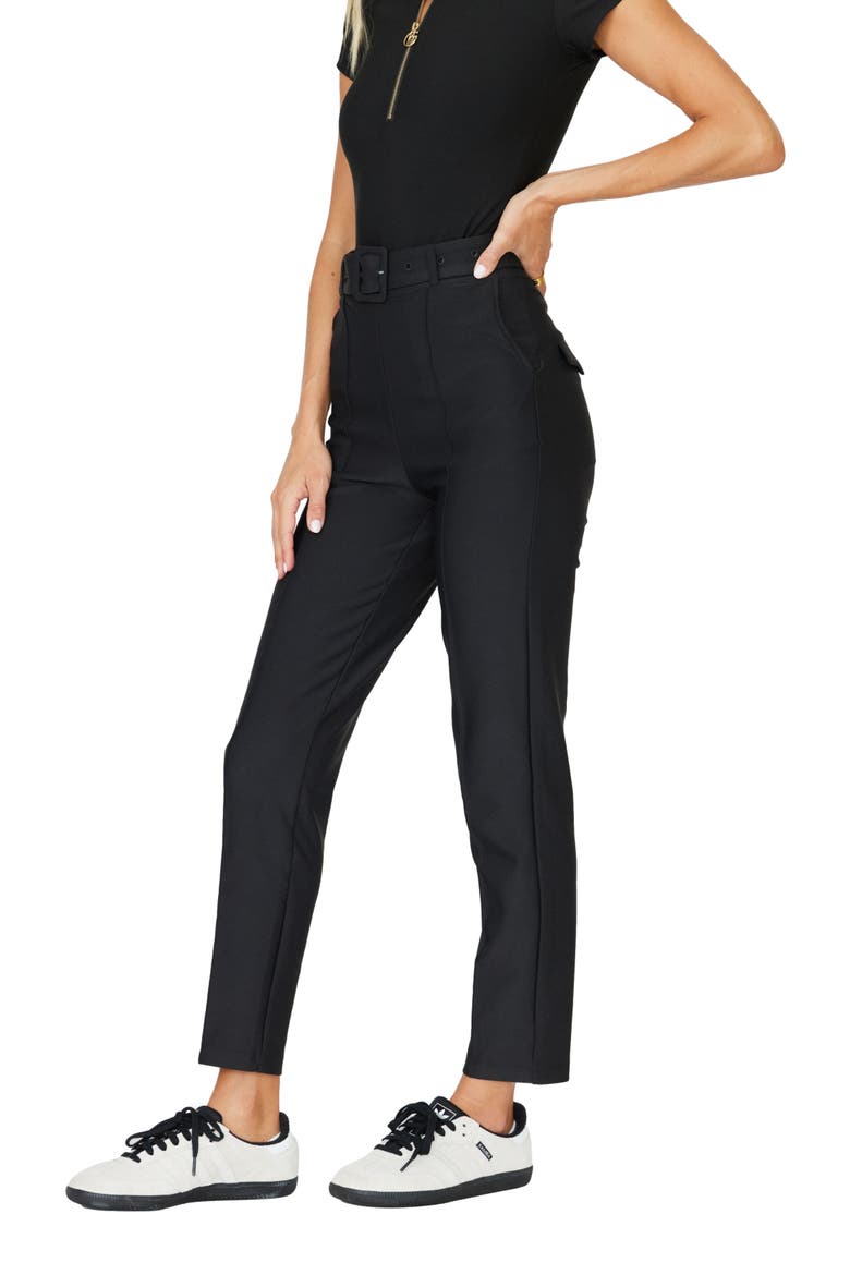 Belted Hybrid Pants, Main, color, Black