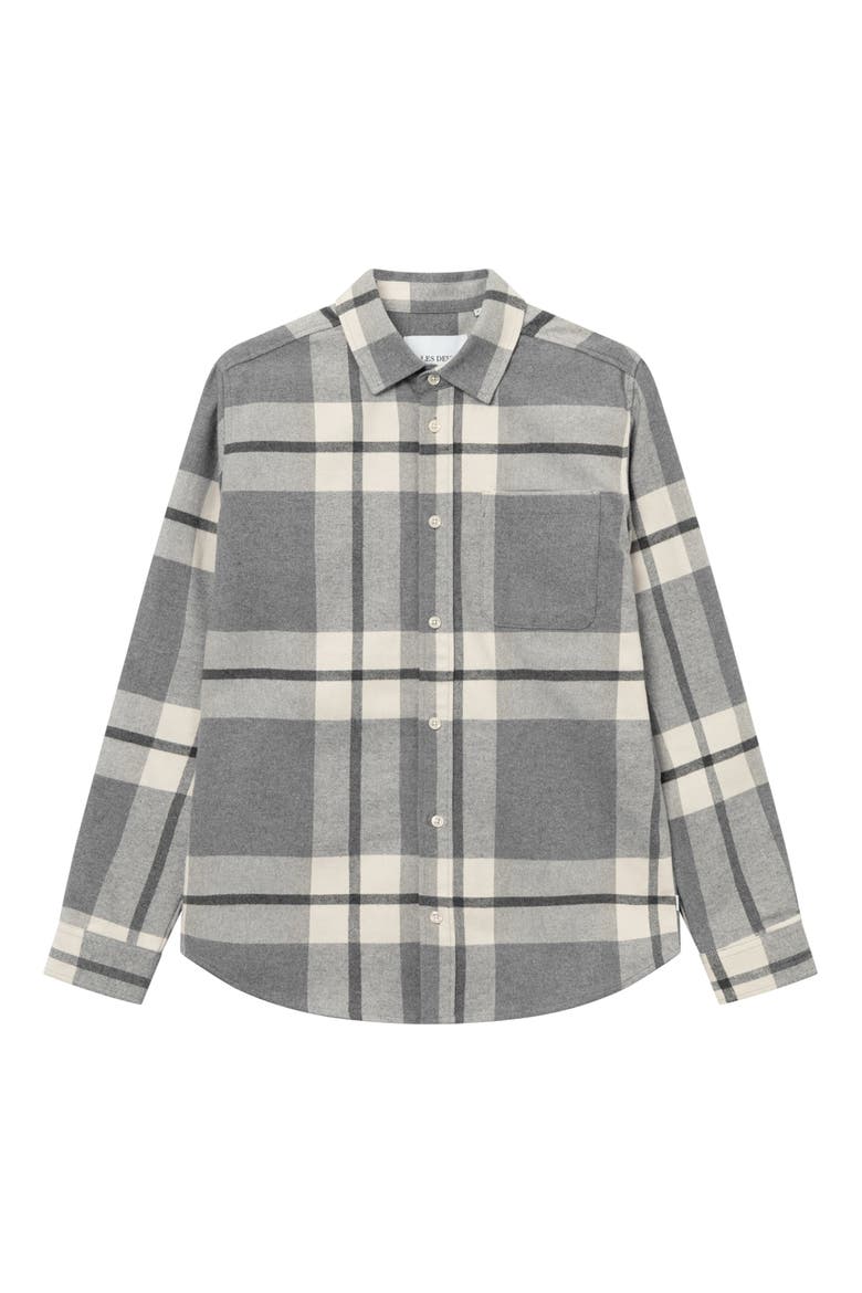 Jeremy Flannel Button-Up Shirt, Main, color, SNOW/LIGHT GREY MELANGE