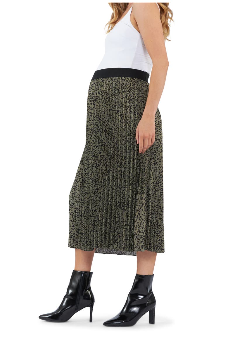 Cleo Pleat Skirt, Alternate, color, KHAKI / BLACK