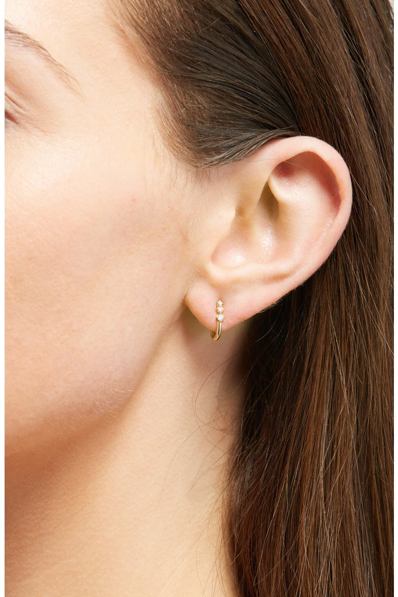 14K Gold Diamond J-Hook Stud Earrings, Alternate, color, 14K YELLOW GOLD