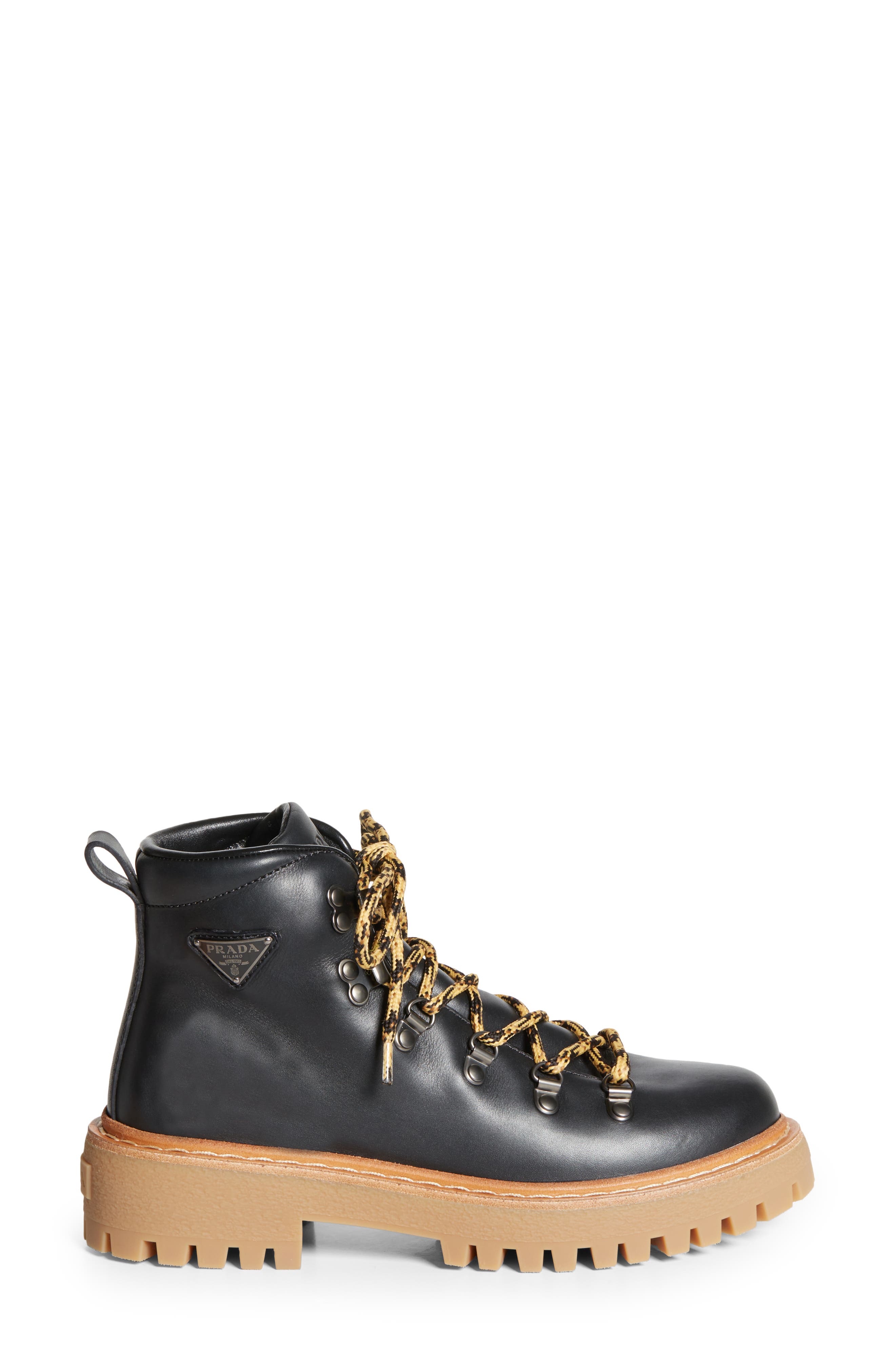 Prada St. Moritz Hiking Boot, Alternate, color, Nero