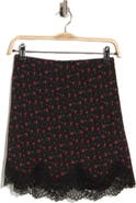 Lush Floral Lace Trim Miniskirt