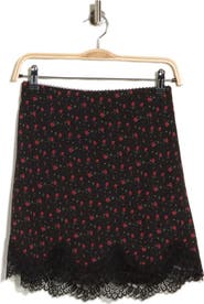 Lush Floral Lace Trim Miniskirt