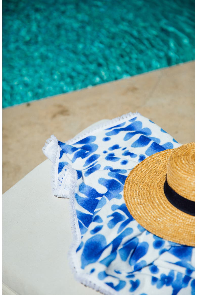 Indigo Round Turkish Beach Towel, Alternate, color, BLUE