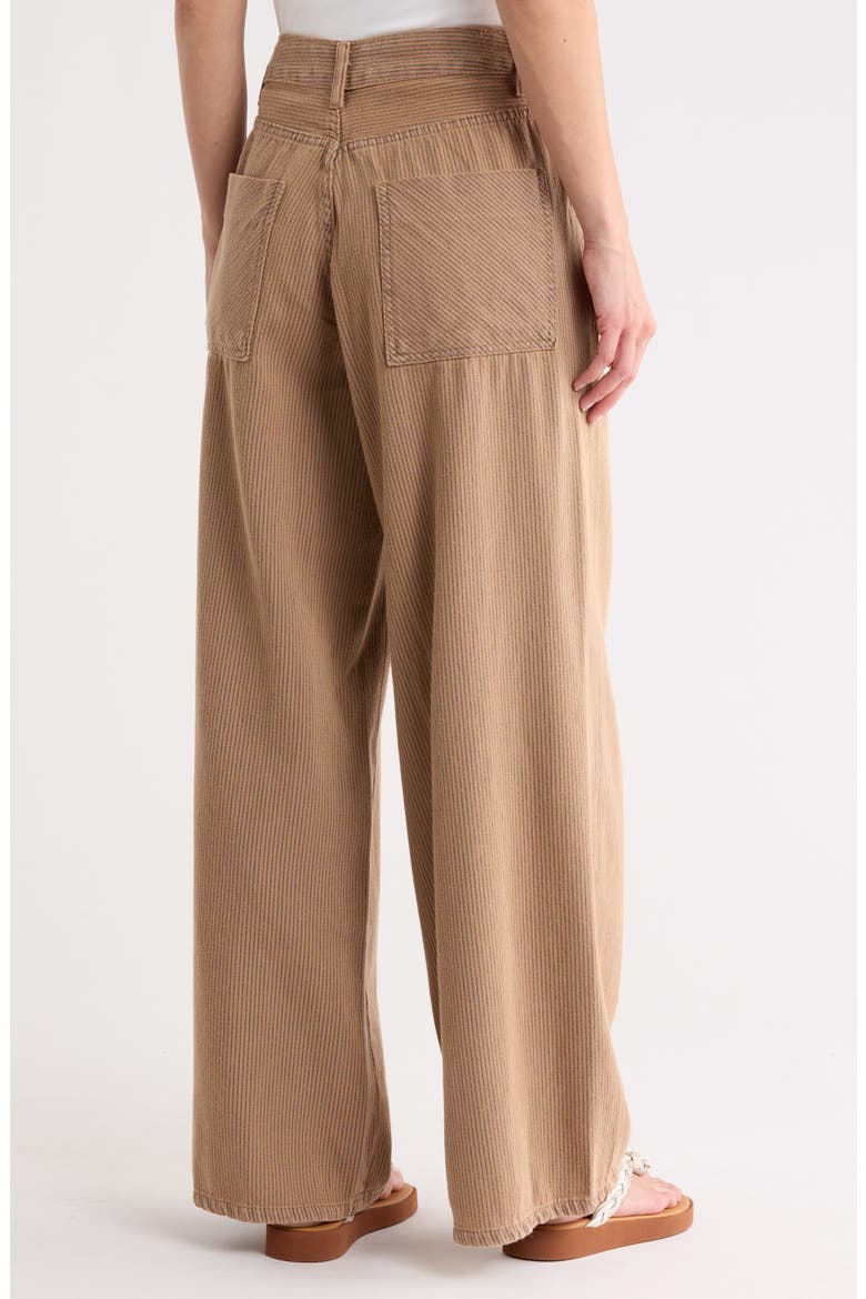 Wide Leg Stripe Cotton Pants, Alternate, color, BEIGE STRIPES