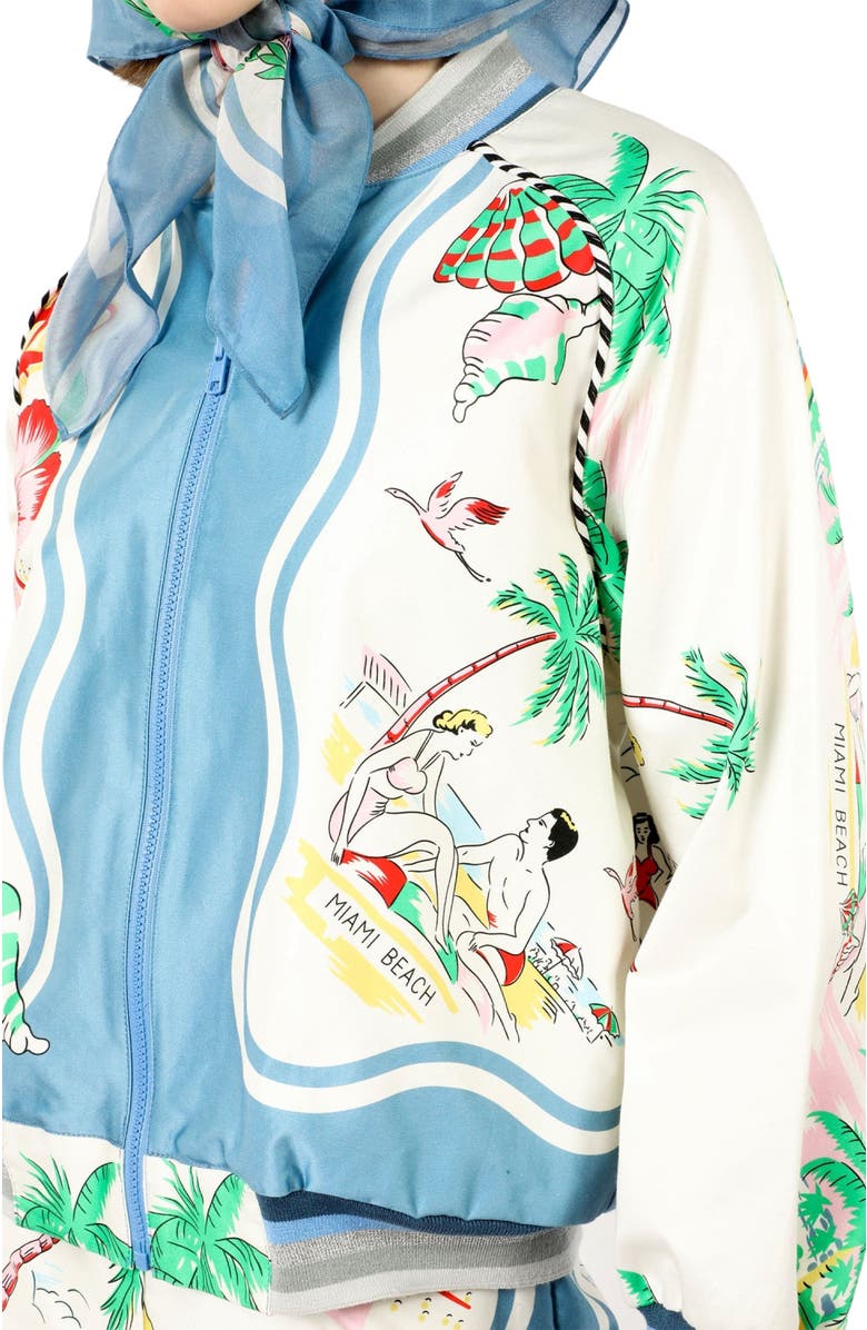 Anna Sui Florida Cotton Sateen Baseball Jacket, Alternate, color,