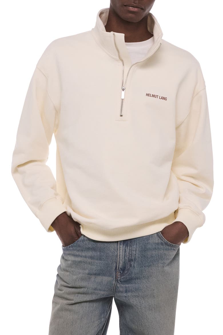Logo Quarter Zip Cotton Pullover, Main, color, VINTAGE WHITE