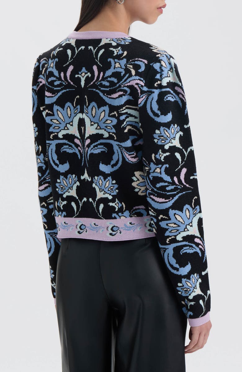 NVLT Crewneck Sweater, Alternate, color, Black Brocade Flower