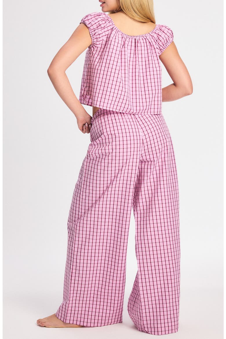 Kickback Casuals Cap Sleeve Sleep Top, Alternate, color, TULIP PINK PLAID BEHAVIOR