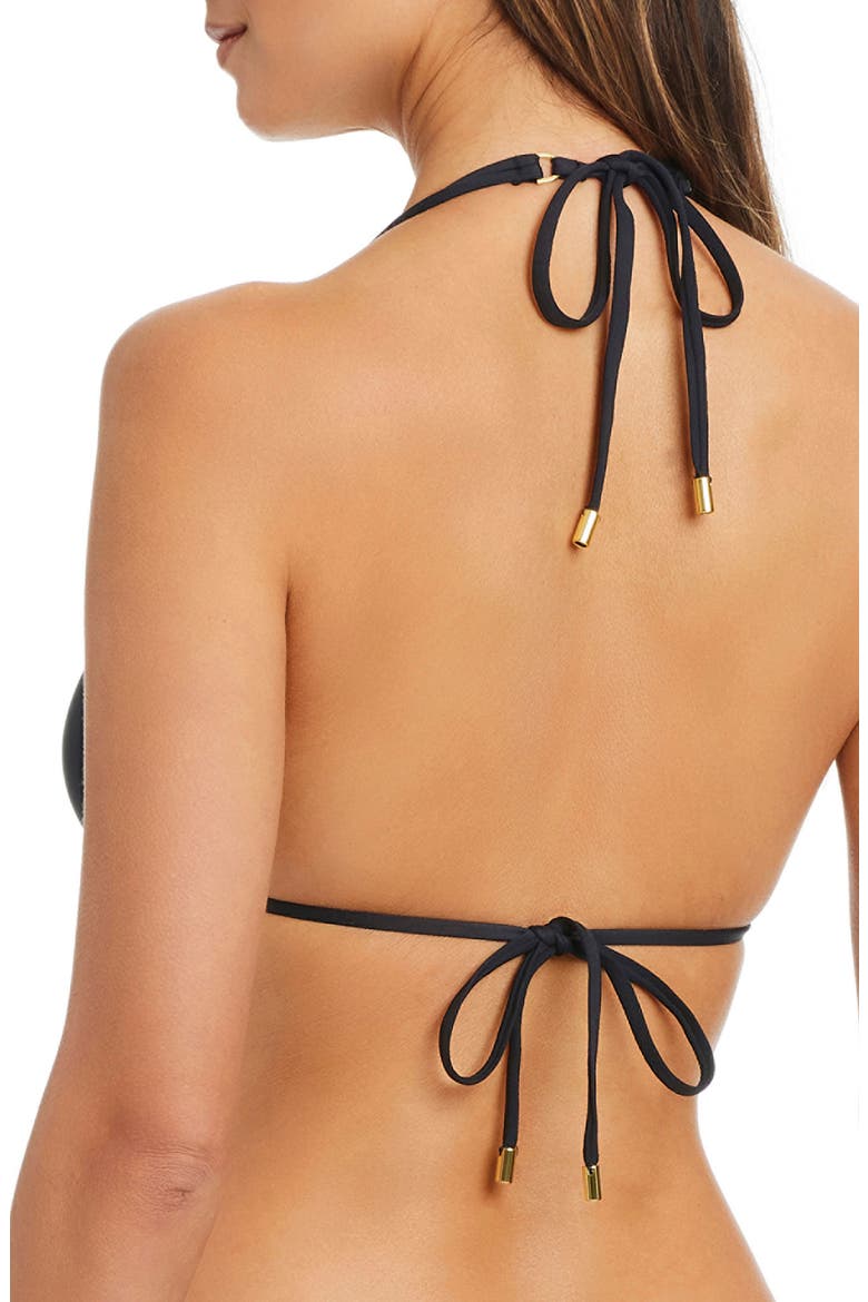 Tall Triangle Bikini Top, Alternate, color, BLACK