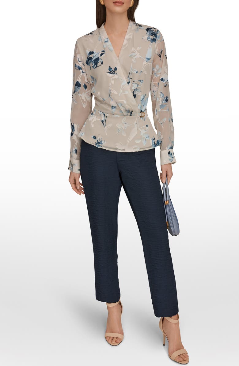 Donna Karan New York Burnout Wrap Top, Alternate, color, Sea Mist Multi