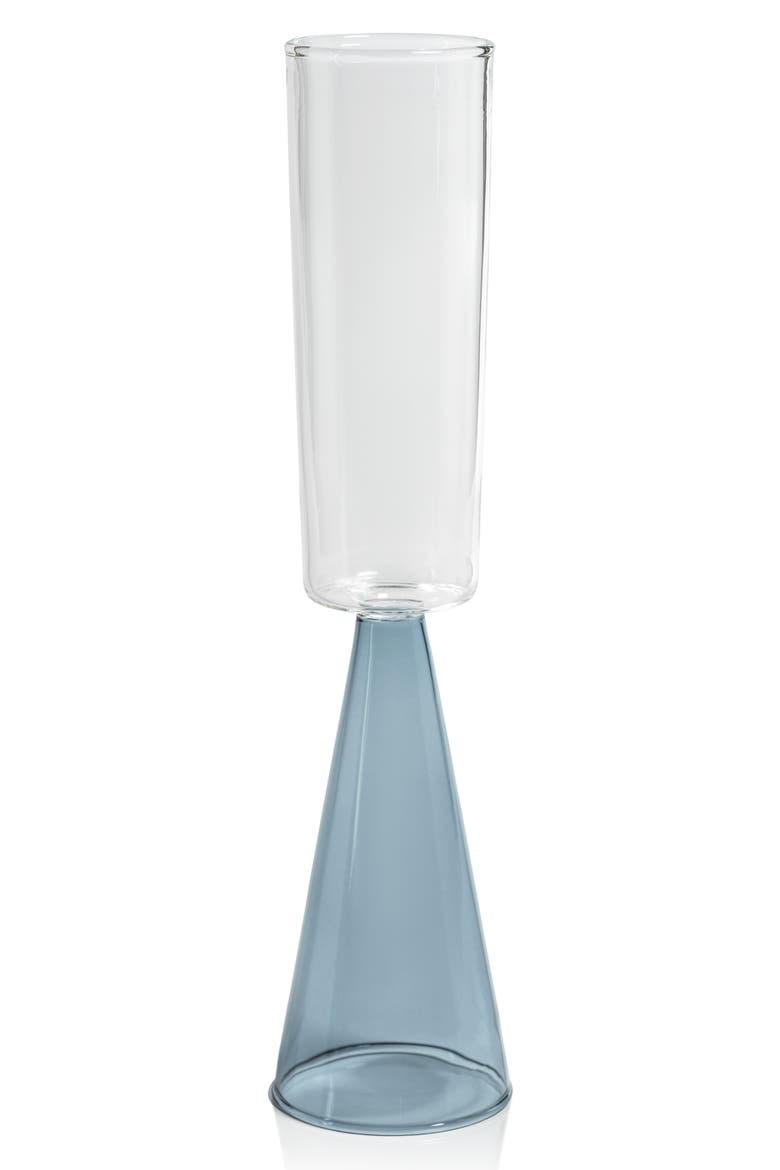 Viterbo Set of 4 Champagne Flutes, Main, color, CLEAR/ BLUE