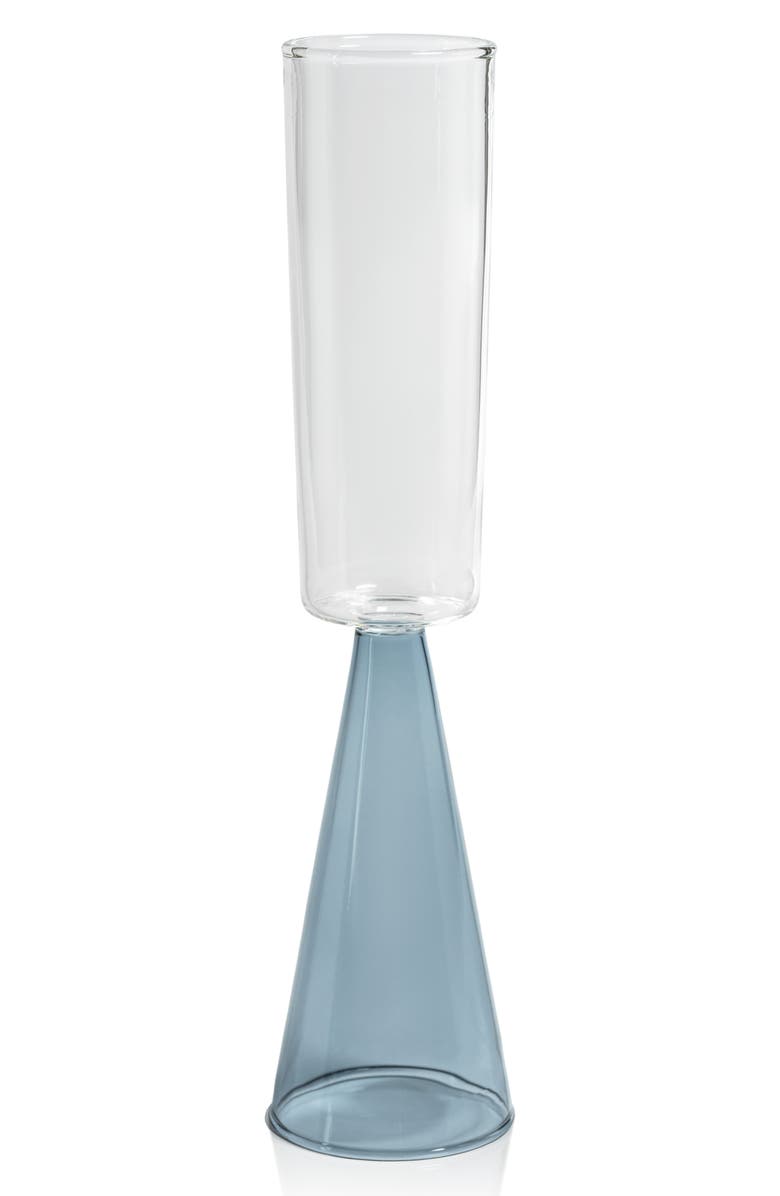 Zodax Viterbo Set of 4 Champagne Flutes, Main, color, Clear/ Blue