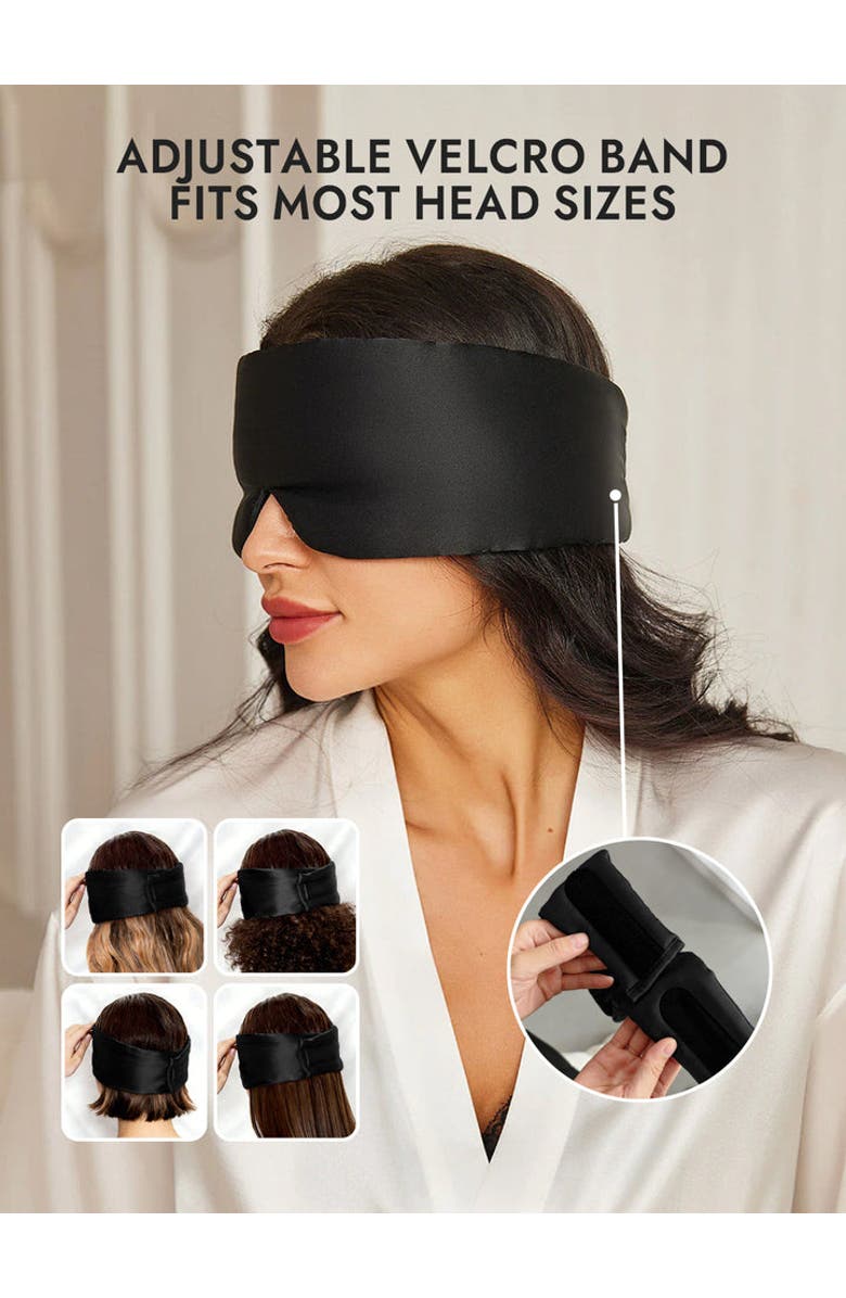 SILKSILKY Elegant One Piece Silk Sleep Eye Mask, Alternate, color, Black