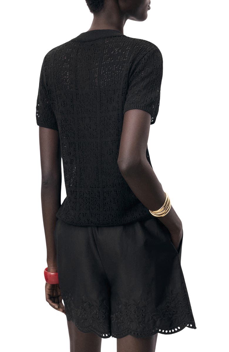 MANGO Short Sleeve Cardigan, Alternate, color, Black