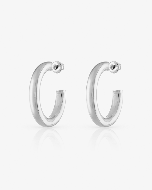 Ben Oni Small Open Hoop Earrings In Silver
