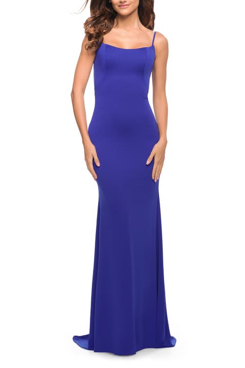 Simple Elegant Long Jersey Dress with Scoop Neck